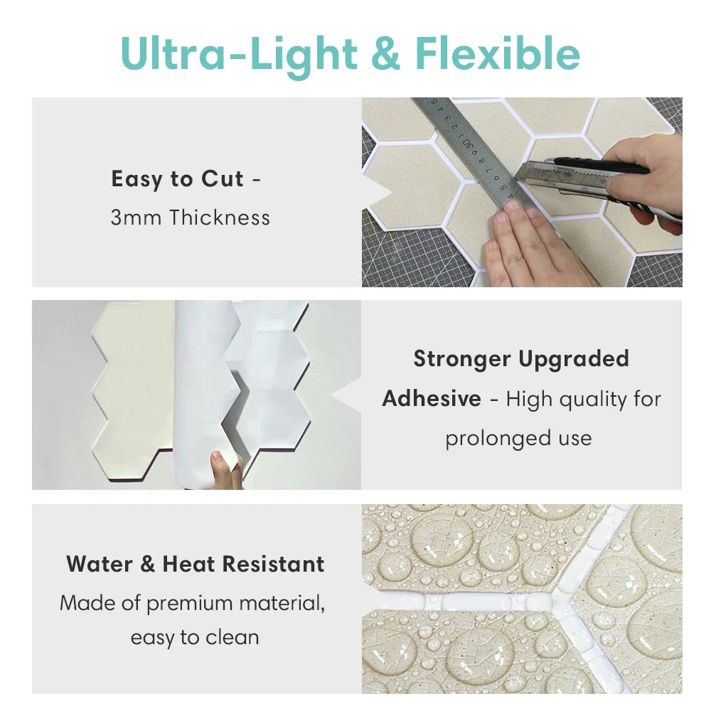5/10 PCS PVC Peel and Stick 3D Wall Sticker, 11.8" x 11.8", Waterproof, Interior Decoration, Living Room Wall Decoration