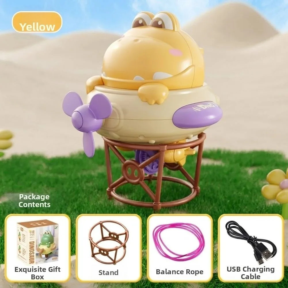 Cartoon Electric Balancing Dinosaur Toy Rechargeable Unicycle Balanced Spinning Top Toy Self-Balancing Tightrope Walking Toys