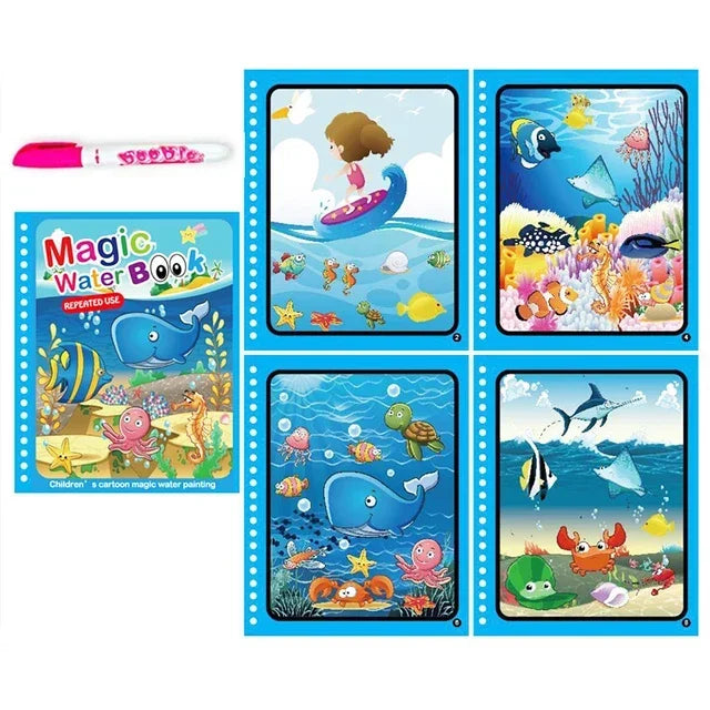 Magic Water Book with Pen Children Learning  Education Toy Baby Montessori Toys Drawing Coloring Books for Kids 2 To 4 Years Old