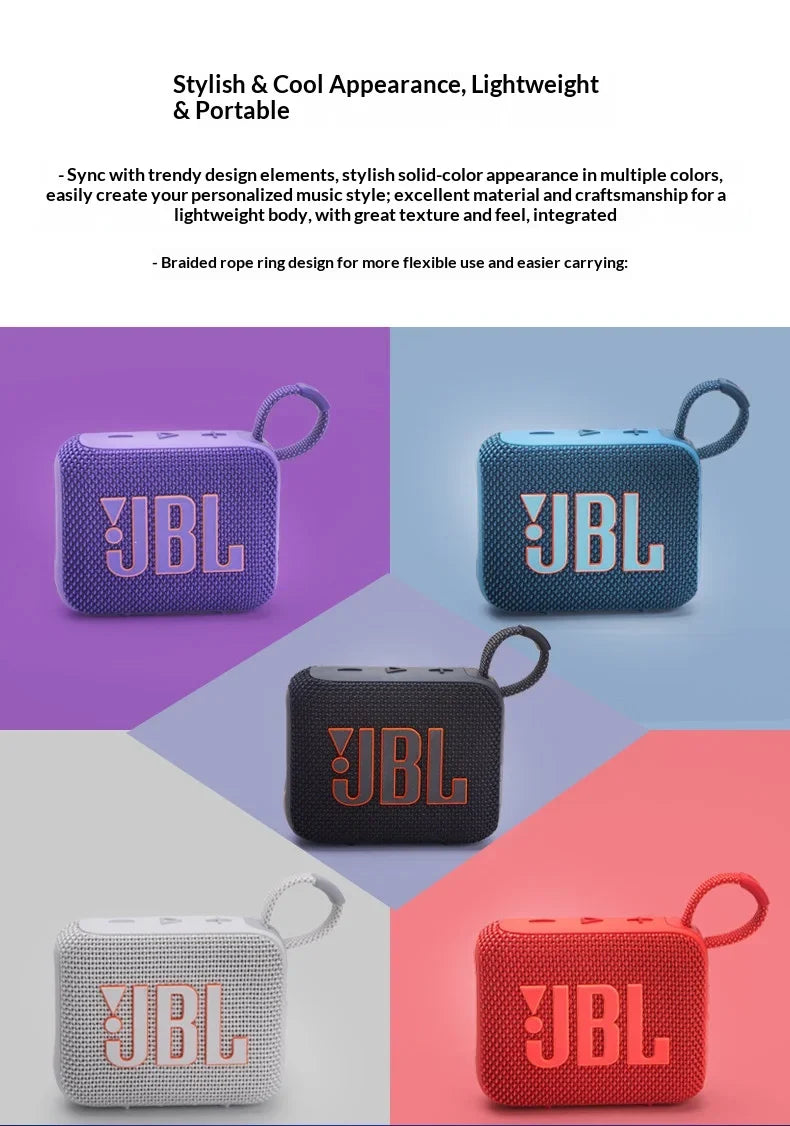JBL Go 4 Compact large-volume audio system with low power consumption operation and full-device compatibility