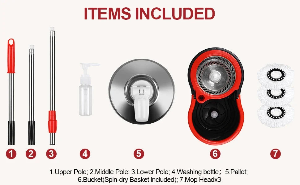 3 Models Spin Mop Bucket Set with Stainless Steel Basket, 61" Extendable Handle & 3 Microfiber Mop Heads, All Floor Cleaner