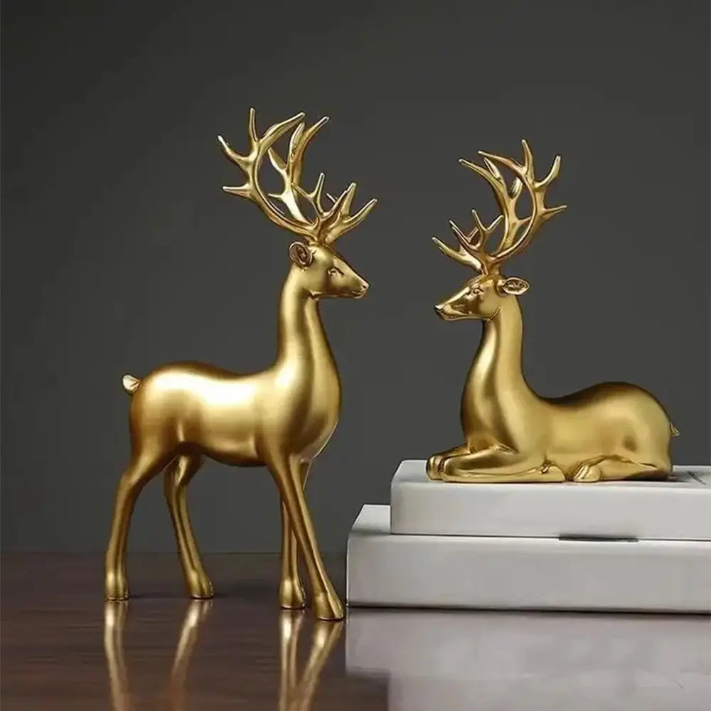 Creative Deer Desktop Ornament Sitting/Standing Position Modern Reindeer Sculpture Cute Durable Christmas Deer Statue