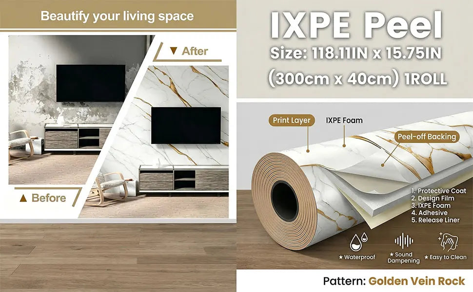 40X300CM Peel and Stick Wallpaper Contact Paper Self-Adhesive and Removable IXPE Waterproof Contact Paper for bedroom bathroom
