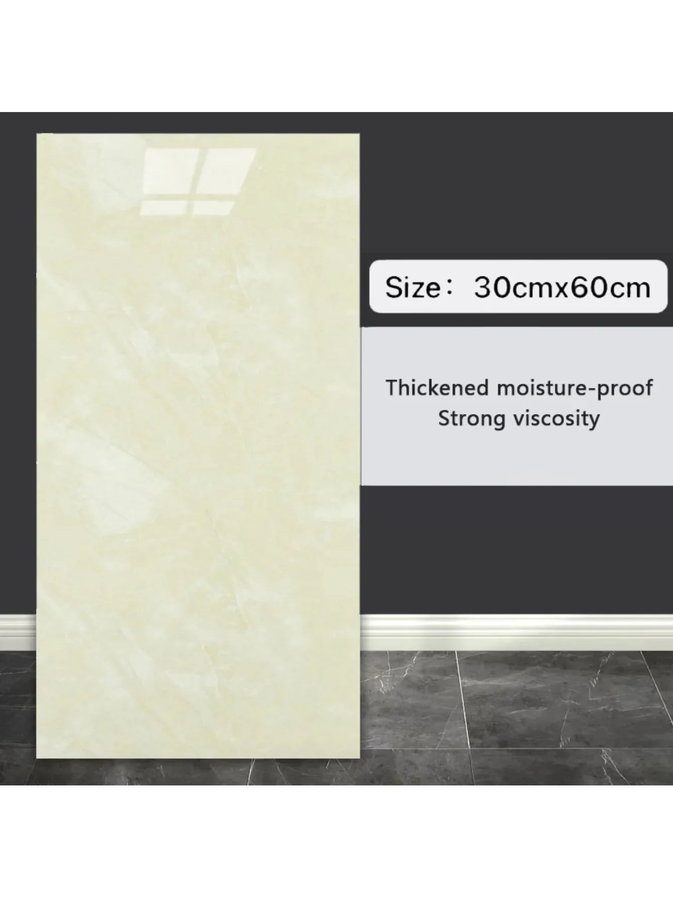 10-Pack Self-Adhesive Marble Tile Stickers – Waterproof 30x60cm PVC Peel-and-Stick Tiles for Kitchen & Bathroom Walls/Floors