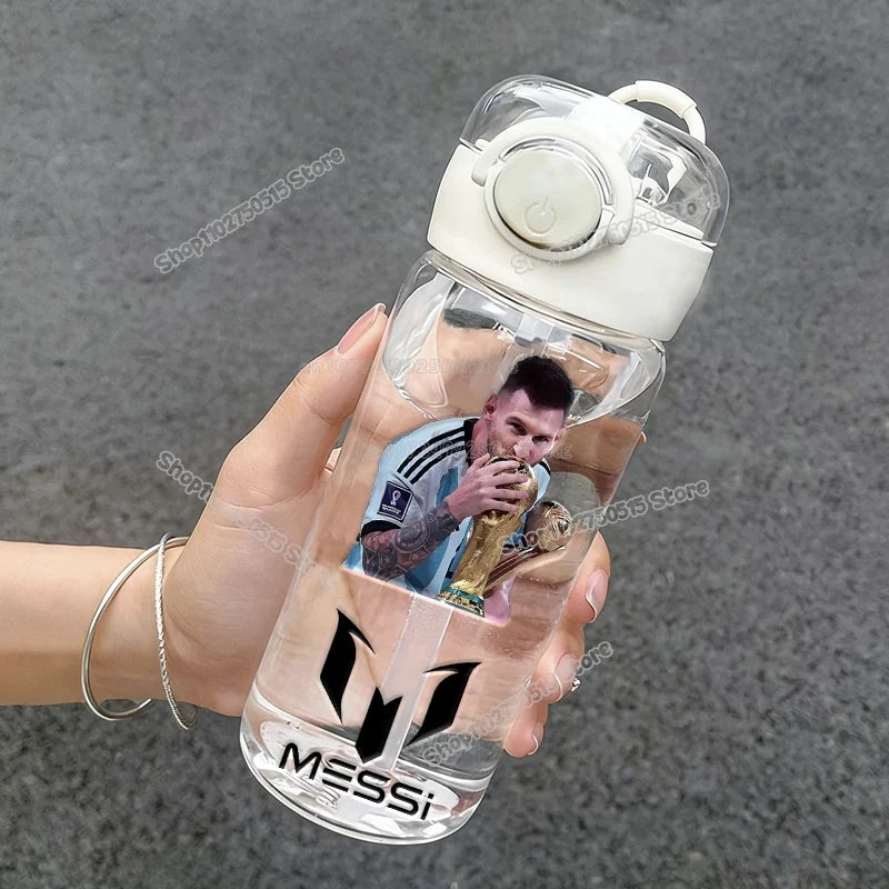 400ml CR7 Ronaldo Transparent Straw Bottle Football Star Outdoor Sport School Kid Water Cup Boy Girl Travel Fitness Drink Bottle