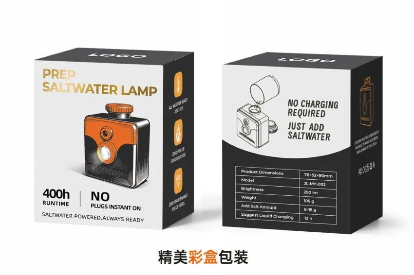 Salt Water Lamp Outdoor Portable Lantern Garden Tent Camp Backyard Fishing Camping Light Used for 300-400 Hours