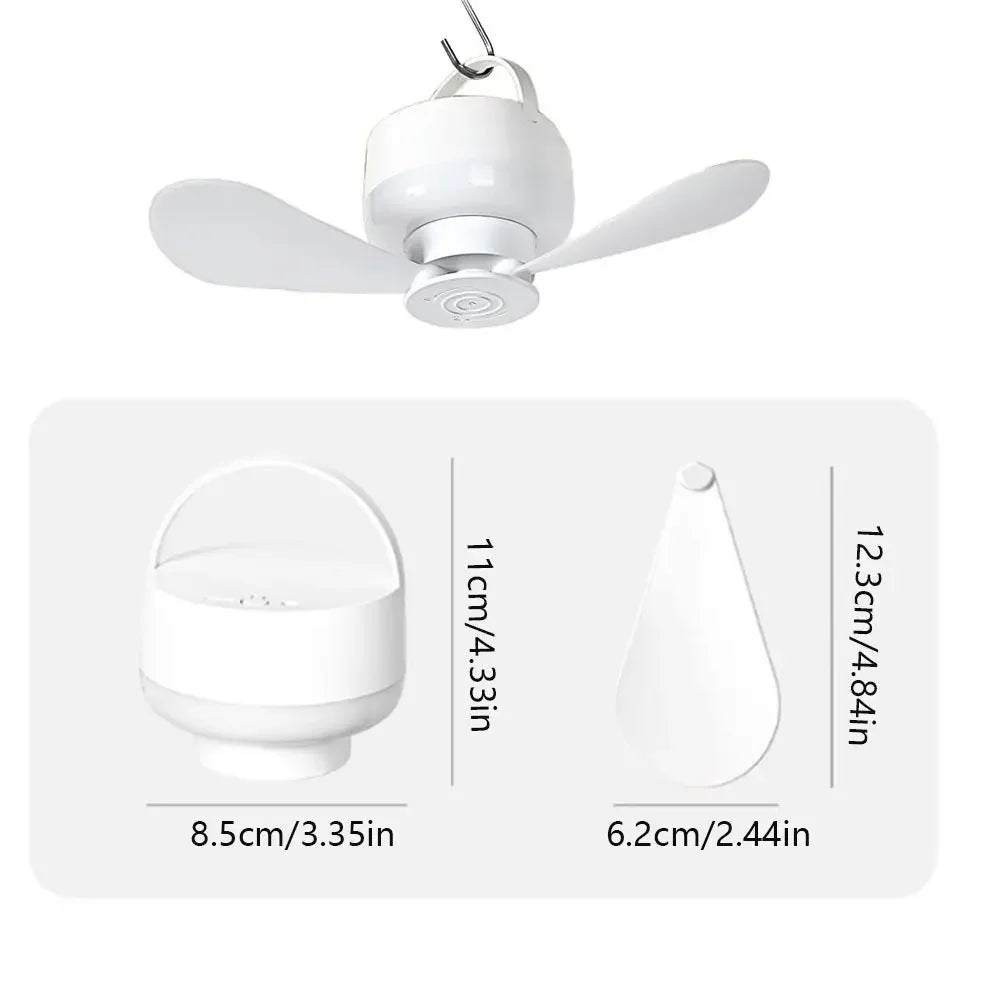 Silent Operation Ceiling Fan Light USB Rechargeable Energy Saving Hanging Fan Light with Remote Control Intelligent Ceiling Lamp