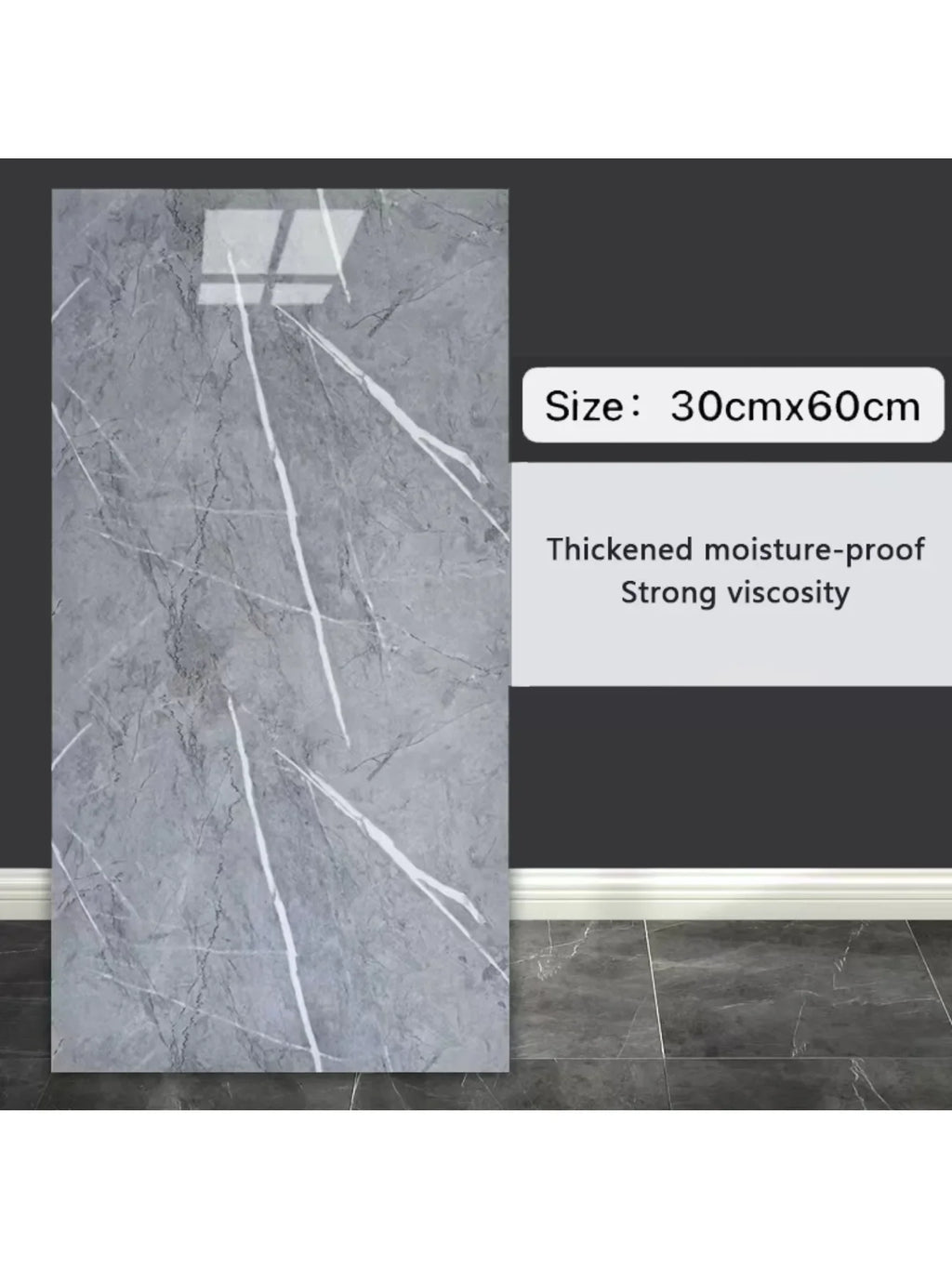 10-Pack Self-Adhesive Marble Tile Stickers – Waterproof 30x60cm PVC Peel-and-Stick Tiles for Kitchen & Bathroom Walls/Floors