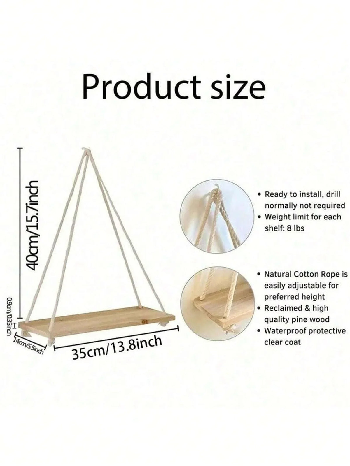 Swing Hanging Hemp Rope Wall Shelve product detail