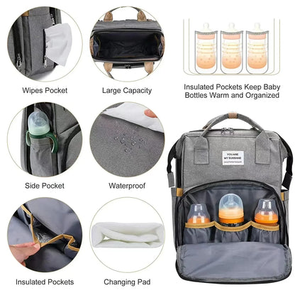 NestEase™ 3‑in‑1 Diaper Bag & Portable Rest Station