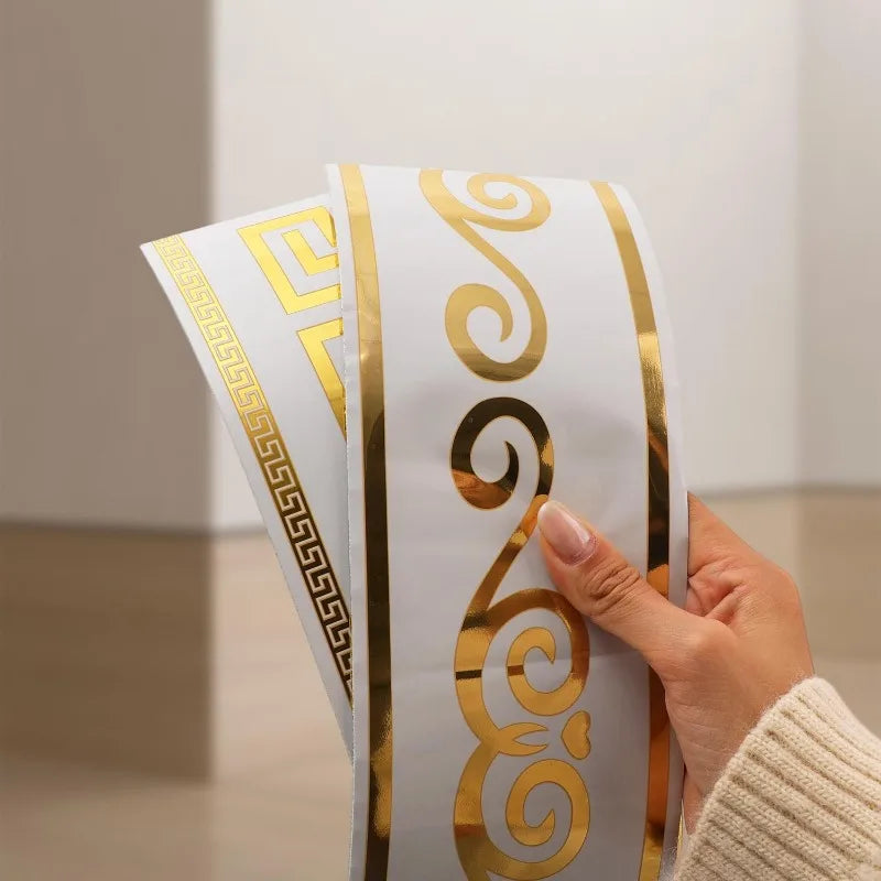 Self Adhesive Skirting Board PVC Soft Wall Trim Strip Waist Line Sticker Waterproof Gold Border Floor Edge Protector Home Decor