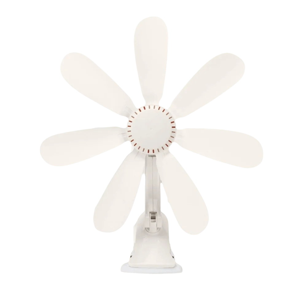 Strong Wind Portable Clip Fan Hollow-out Design Clip Fan Small Personal Fan Powerful Airflow Seven Leaves Personal Cooling Fan