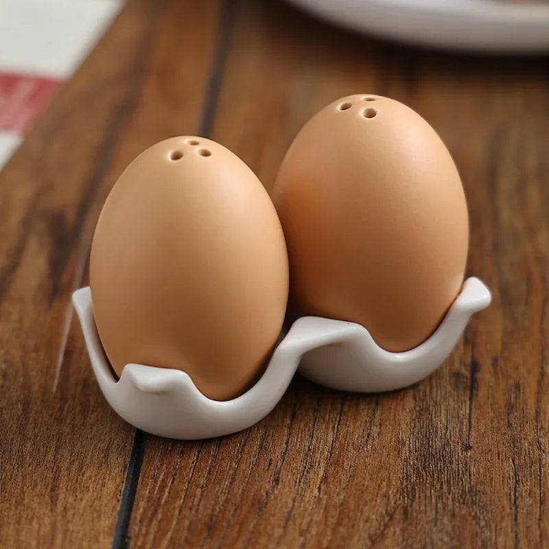 Salt and Pepper Shaker, 2Pcs Creative Ceramics Egg Model Seasoning Cruet Decorative Porcelain Salt and Pepper Caster Kitchen Condiment Bottle Dining