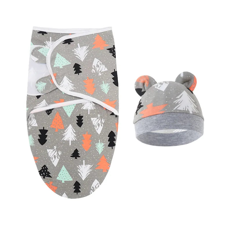 Organic Cotton Newborn Swaddle Set with Cap