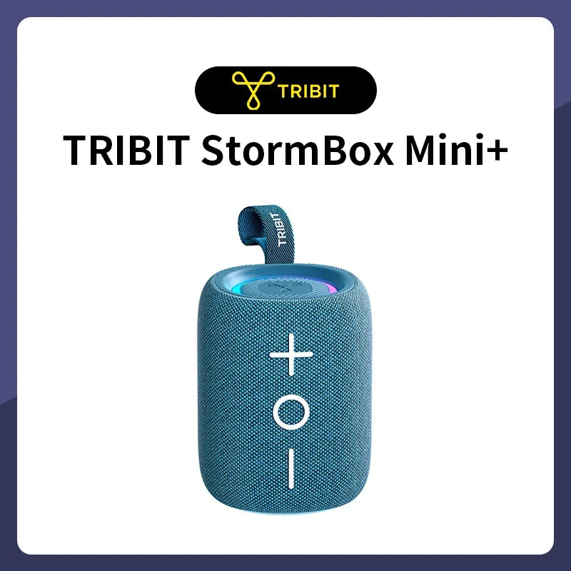 TRIBIT StormBox Mini+ Bluetooth Speaker, 12W 360° Sound With XBass, LEDs, 12 Hours playtimes, IPX7 Waterproof For Hiking Outdoor