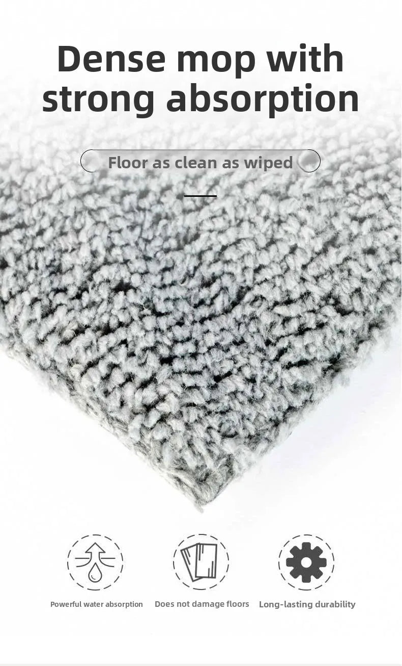 YUOSDON Broom Holder Flat Mop Cloth Clip Stainless Steel Handle Ultrafine Fiber Mop Head for Home Office School Cleaning