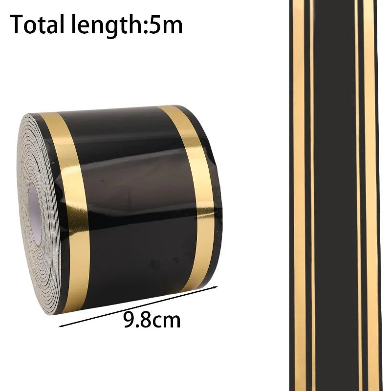 Self Adhesive Skirting Board PVC Soft Wall Trim Strip Waist Line Sticker Waterproof Gold Border Floor Edge Protector Home Decor