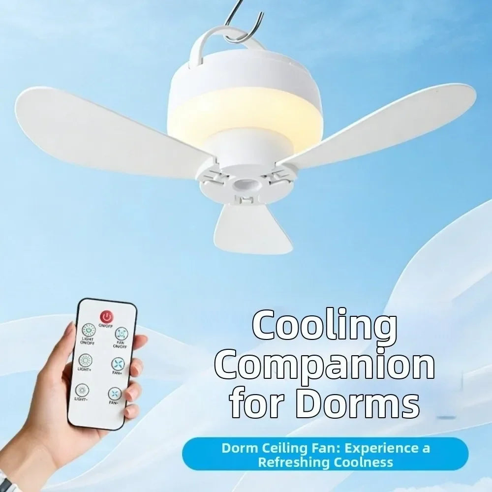Silent Operation Ceiling Fan Light USB Rechargeable Energy Saving Hanging Fan Light with Remote Control Intelligent Ceiling Lamp