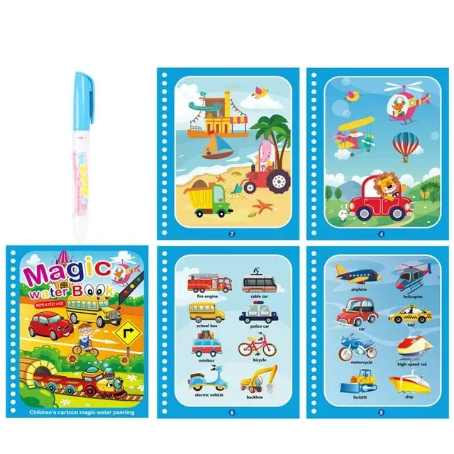 Magic Water Book with Pen Children Learning  Education Toy Baby Montessori Toys Drawing Coloring Books for Kids 2 To 4 Years Old
