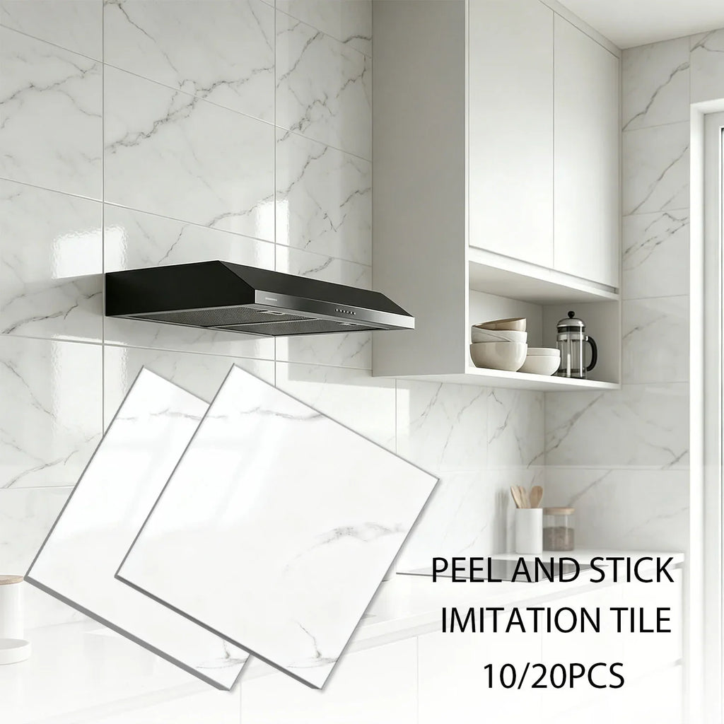 10/20pcs Peel and Stick Backsplash Tiles White Marble Wall Tiles Self Adhesive Wall Stick on Backsplash for Kitchen Bathroom
