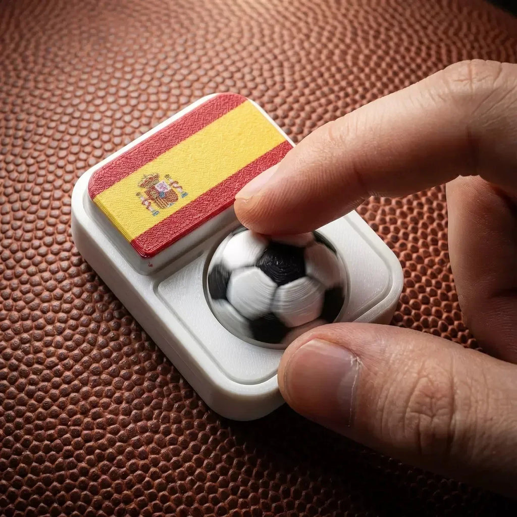 Spinning Soccer Clicker Keychain with Flag Pendant Stress Relief Fidget Toy for Fans Collectible Memorial Gift Boys Girls