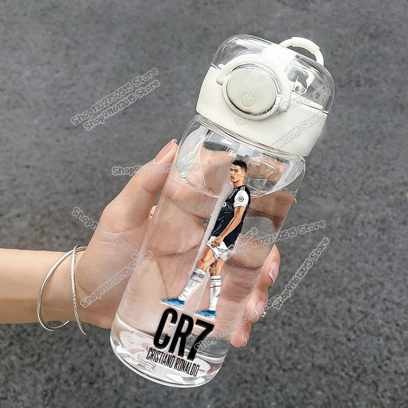 400ml CR7 Ronaldo Transparent Straw Bottle Football Star Outdoor Sport School Kid Water Cup Boy Girl Travel Fitness Drink Bottle