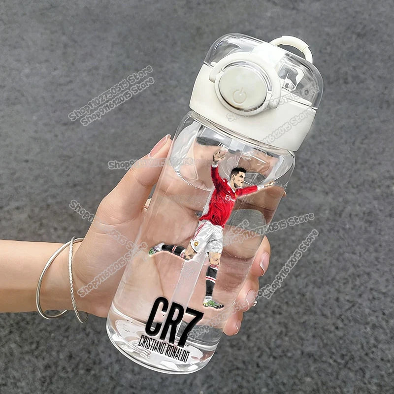 400ml CR7 Ronaldo Transparent Straw Bottle Football Star Outdoor Sport School Kid Water Cup Boy Girl Travel Fitness Drink Bottle