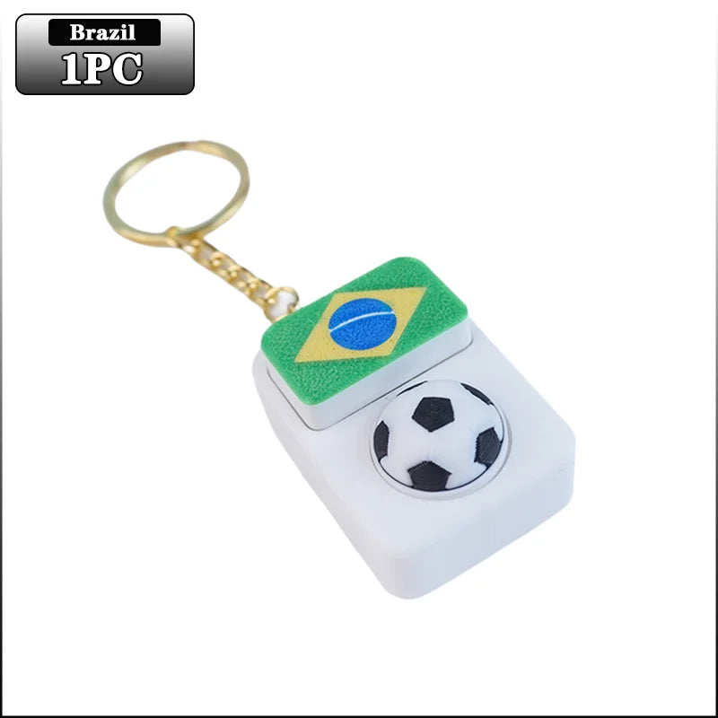 Spinning Soccer Clicker Keychain with Flag Pendant Stress Relief Fidget Toy for Fans Collectible Memorial Gift Boys Girls