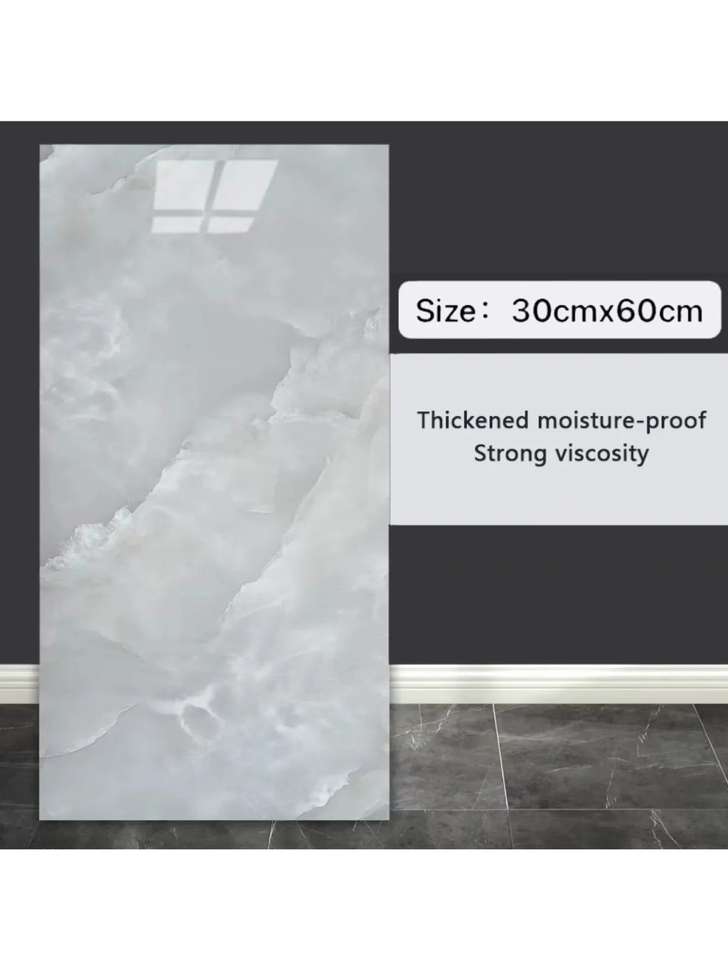 10-Pack Self-Adhesive Marble Tile Stickers – Waterproof 30x60cm PVC Peel-and-Stick Tiles for Kitchen & Bathroom Walls/Floors