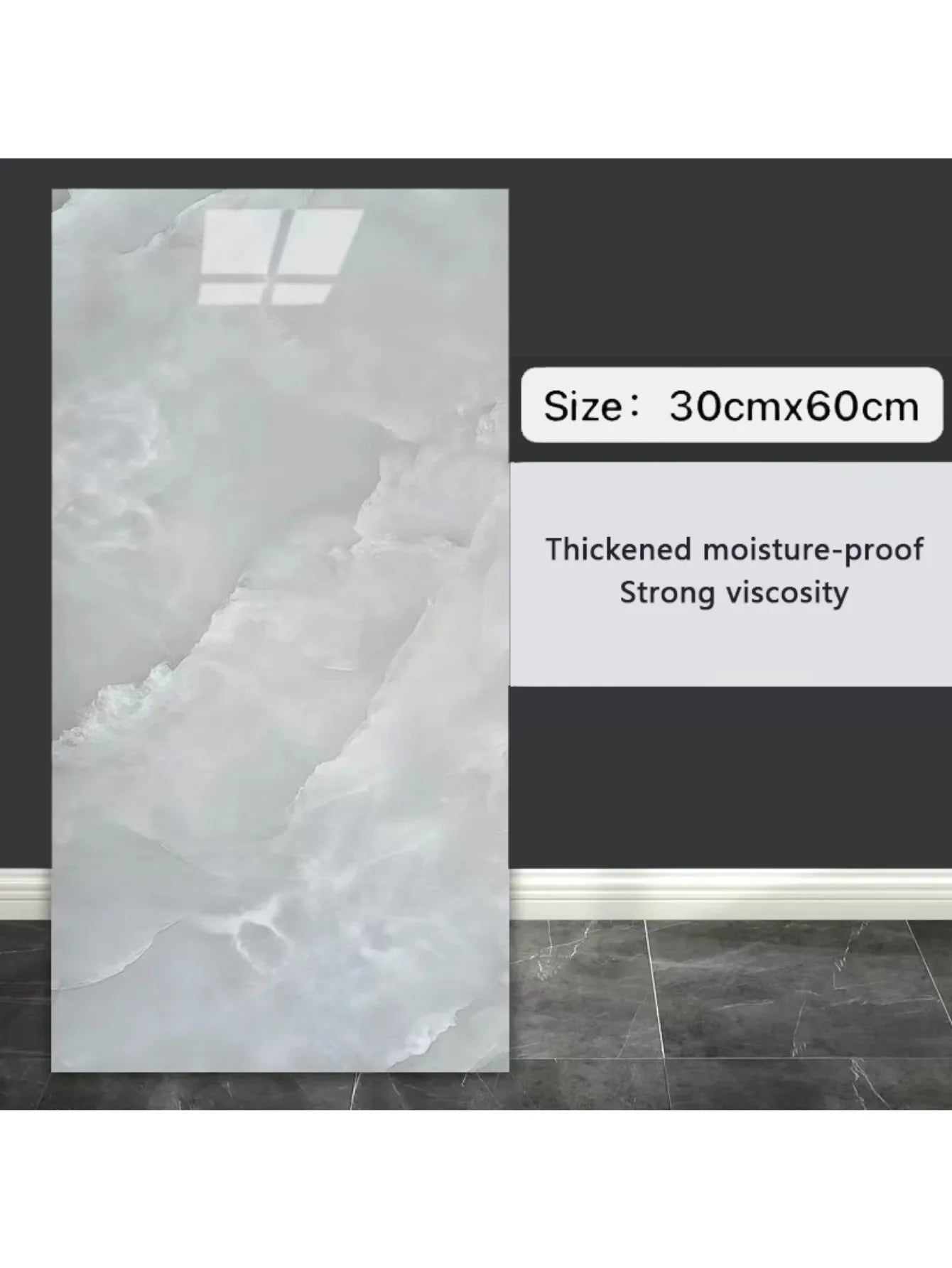 10-Pack Self-Adhesive Marble Tile Stickers – Waterproof 30x60cm PVC Peel-and-Stick Tiles for Kitchen & Bathroom Walls/Floors