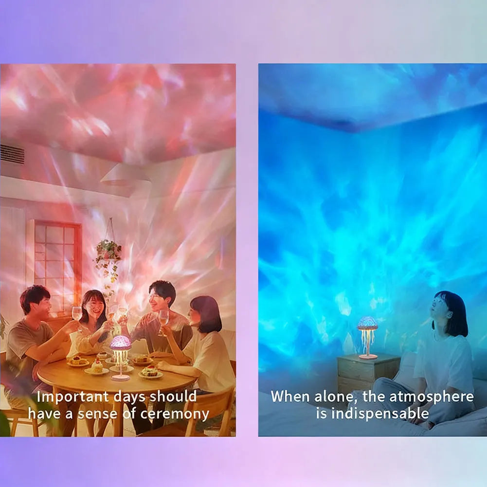 Jellyfishes Ocean Waves Projector Light With Remote USB Powered 7 Color Ripple Projector Jellyfish Night Light For Kids Bedroom