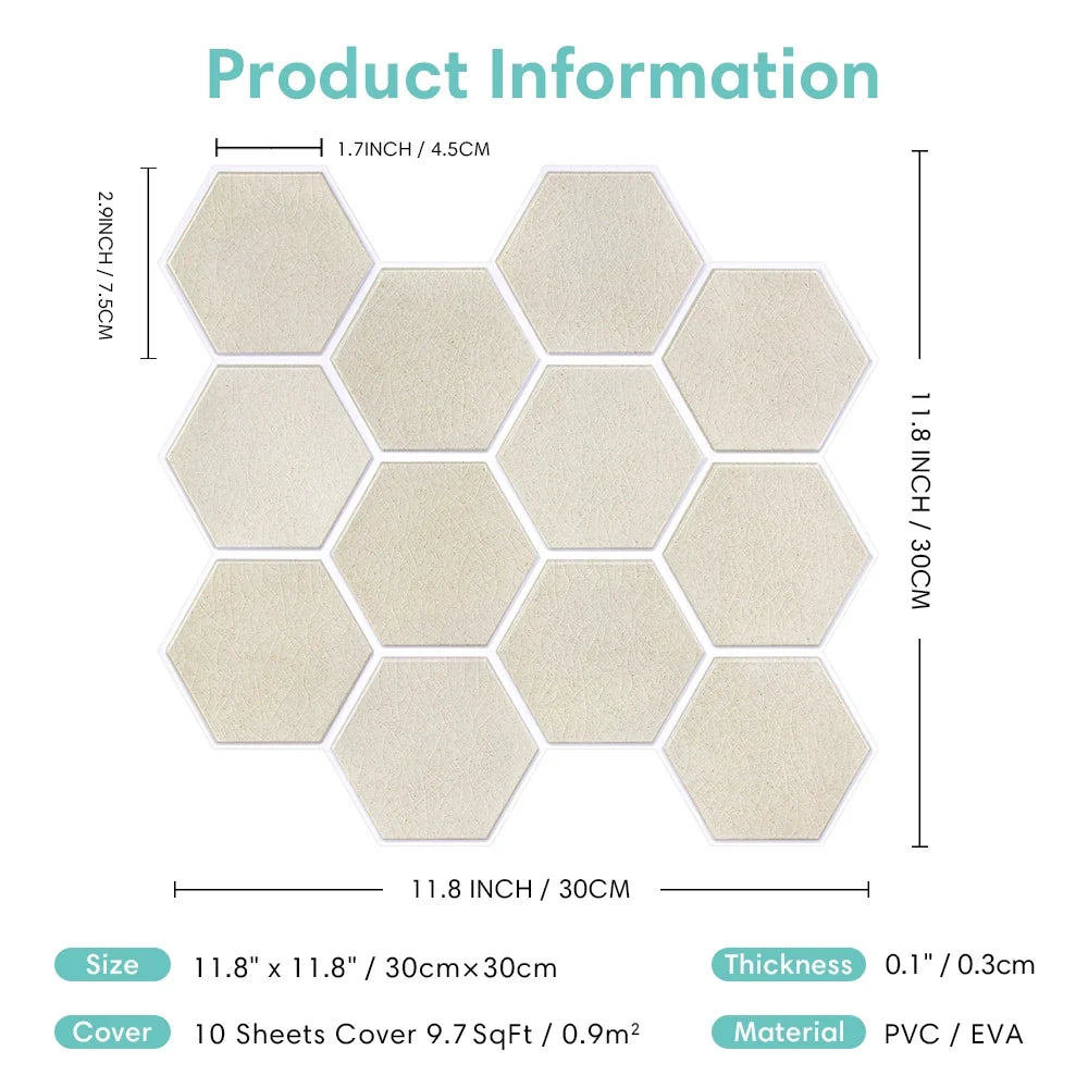 5/10 PCS PVC Peel and Stick 3D Wall Sticker, 11.8" x 11.8", Waterproof, Interior Decoration, Living Room Wall Decoration