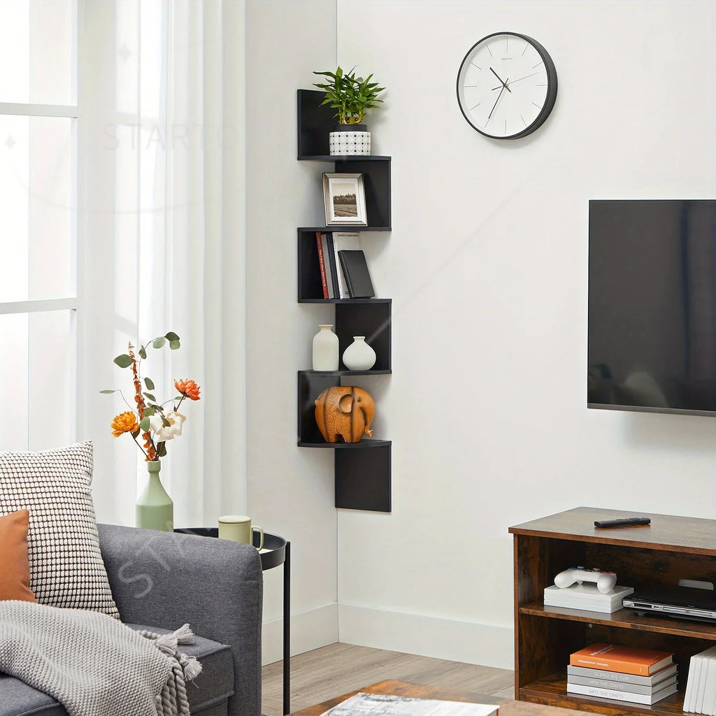 Space Saving Storage for Bedroom, Living Room, Bathroom, Home Office 5-Tier Corner Shelf, Wall Mounted Floating Shelves
