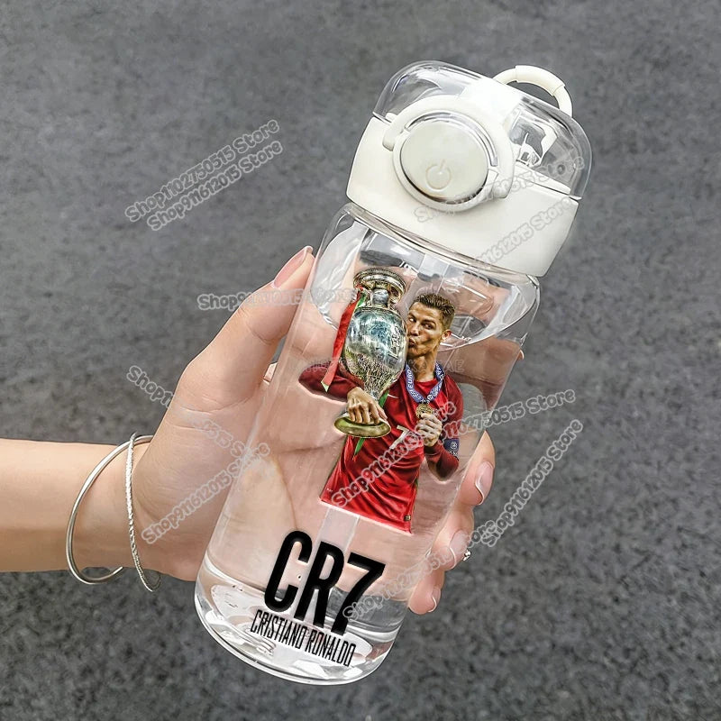 400ml CR7 Ronaldo Transparent Straw Bottle Football Star Outdoor Sport School Kid Water Cup Boy Girl Travel Fitness Drink Bottle