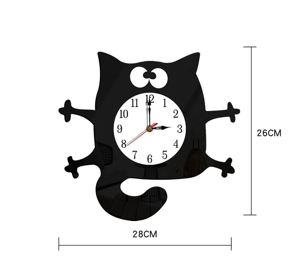 Rocking Tail Cat Hanging Clock