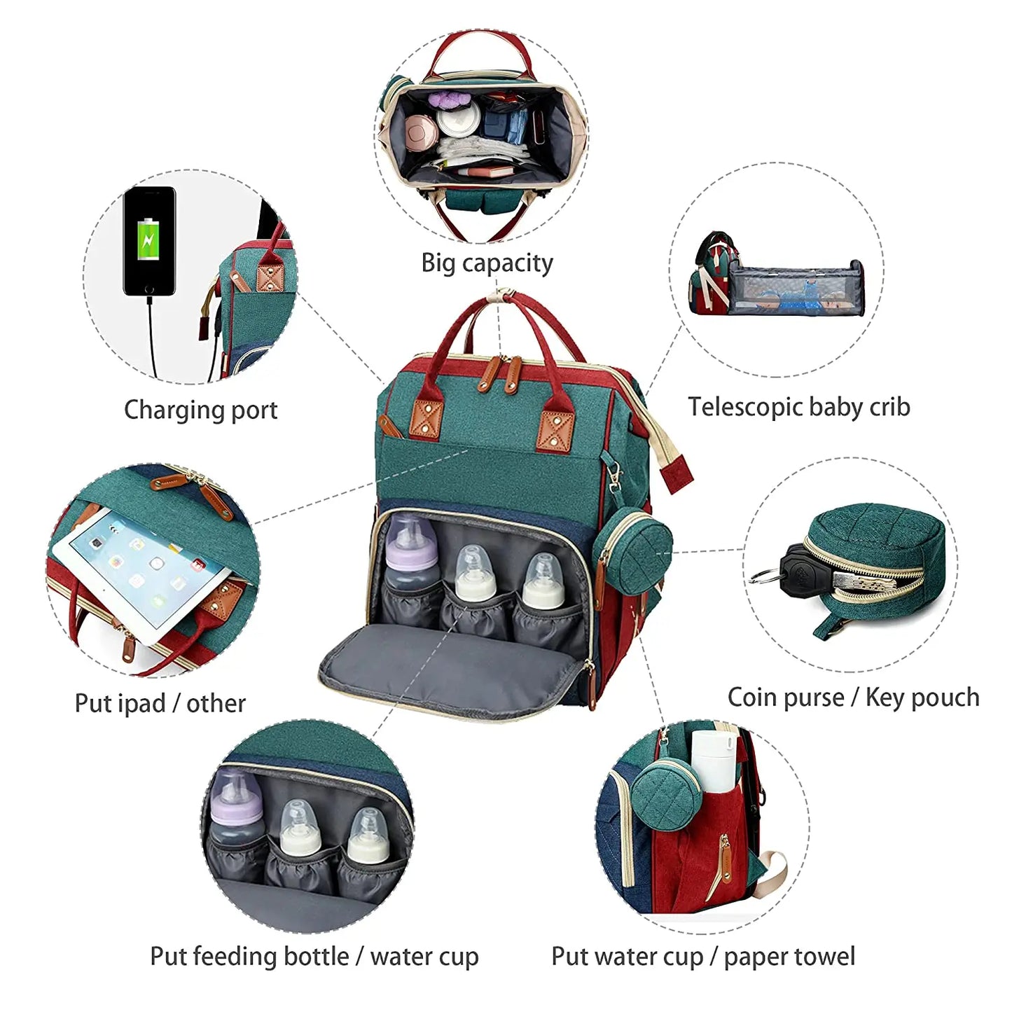NestVoyage™ 3‑in‑1 Diaper Bag & Portable Changing Station
