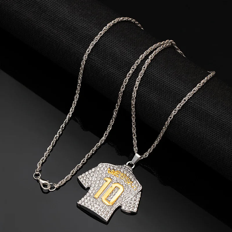 cr7 necklace Stainless Steel Titanium gold plated Crystals football Cristiano Ronaldo 7 jersey pendant necklace