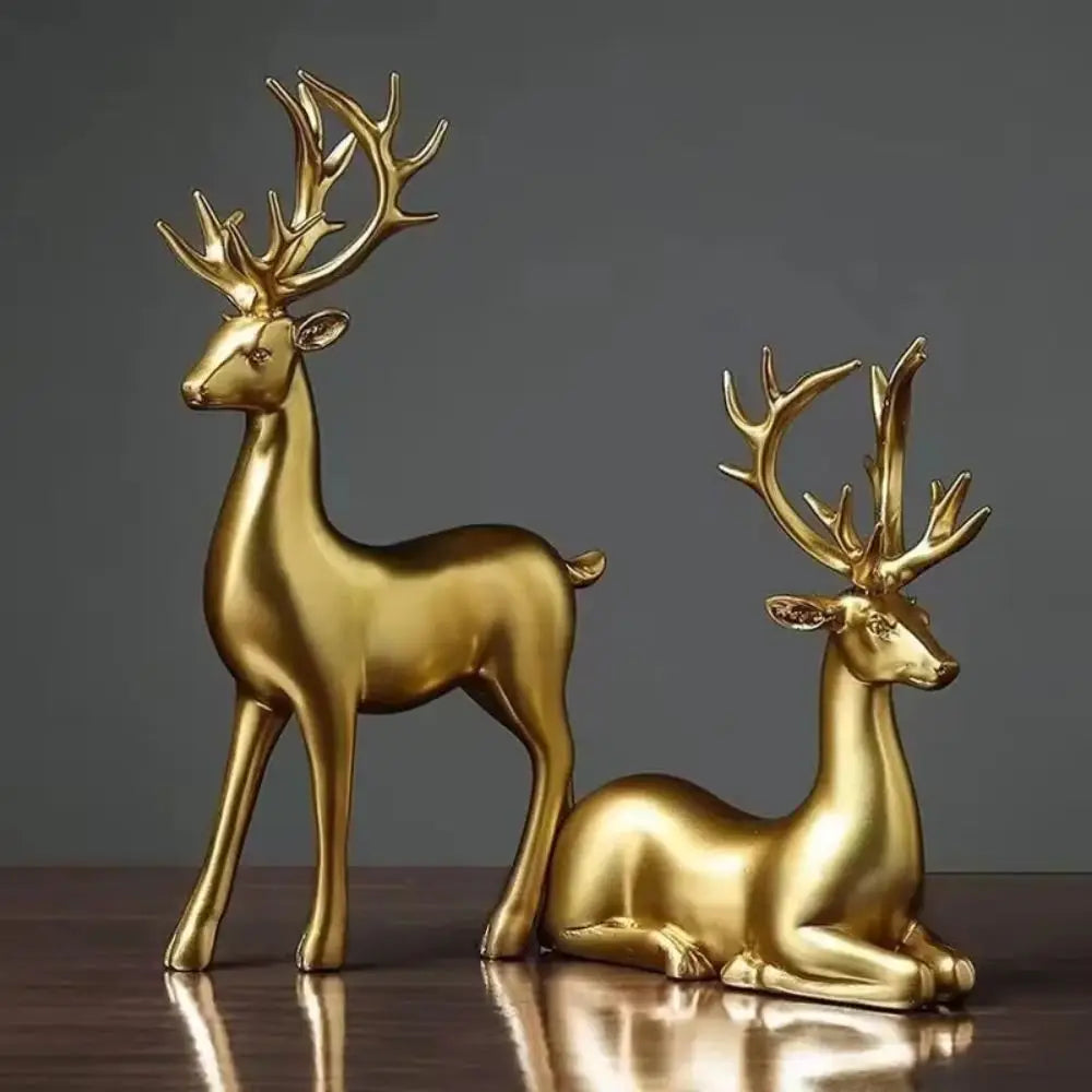 Creative Deer Desktop Ornament Sitting/Standing Position Modern Reindeer Sculpture Cute Durable Christmas Deer Statue