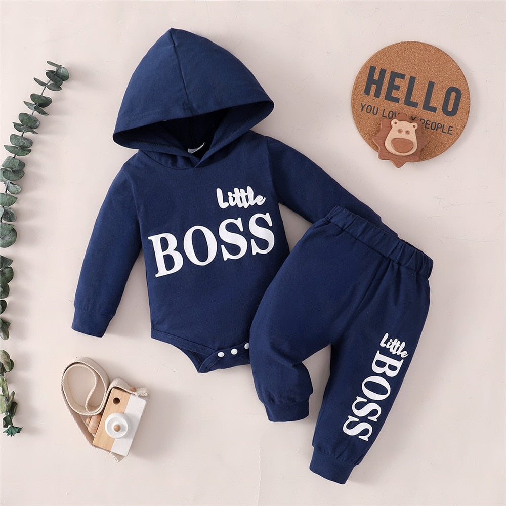 Little Boss Long Sleeve Hoodie Set