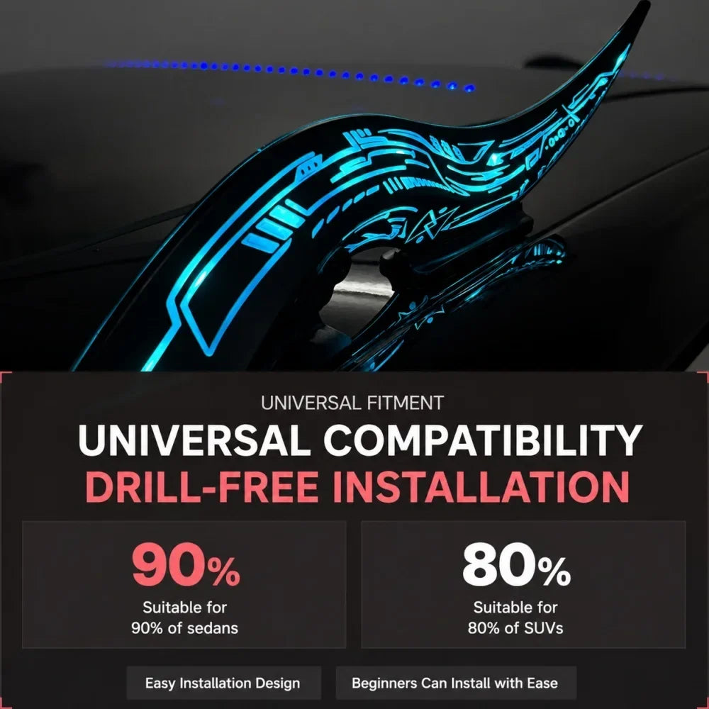 1Set 32 LED Light Modes Dragon Horn Car Roof Fins, Touch Dimmable Waterproof Auto Decoration, Universal Car Exterior Accessory