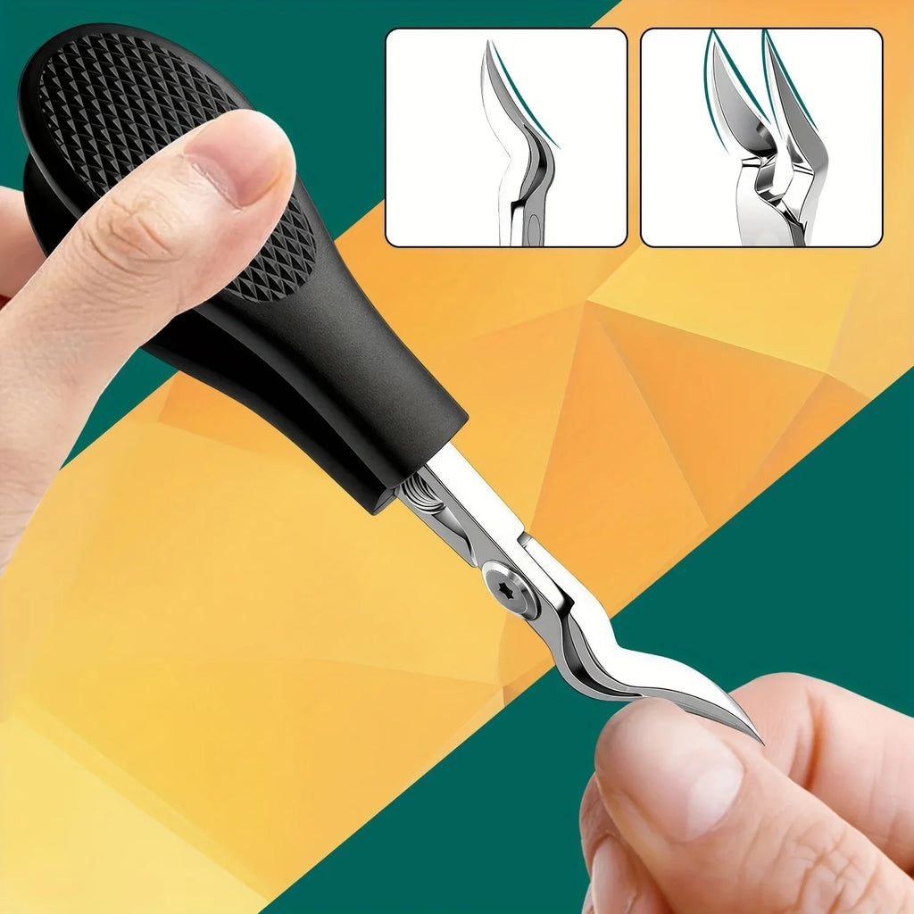 1Pieces Heavy-Duty Stainless Steel Nail Clipper, Thick Toenail & Fingernail Clipper for Adults, Professional-Grade Curved Blade