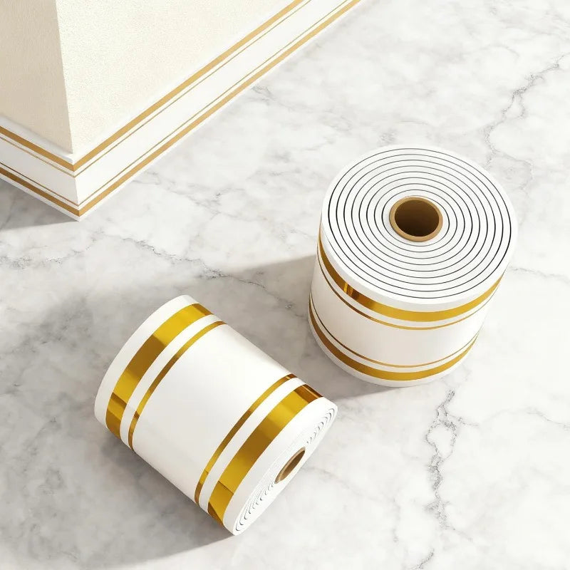 Self Adhesive Skirting Board PVC Soft Wall Trim Strip Waist Line Sticker Waterproof Gold Border Floor Edge Protector Home Decor