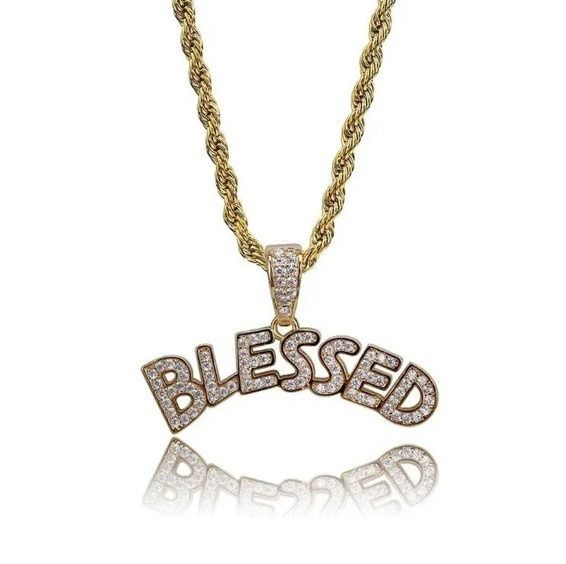 Exquisite Creative Bubble Letter Xo Inlaid White Zircon Pendant Necklace Men\\'s Fashion Casual Party Jewelry Holiday Gifts