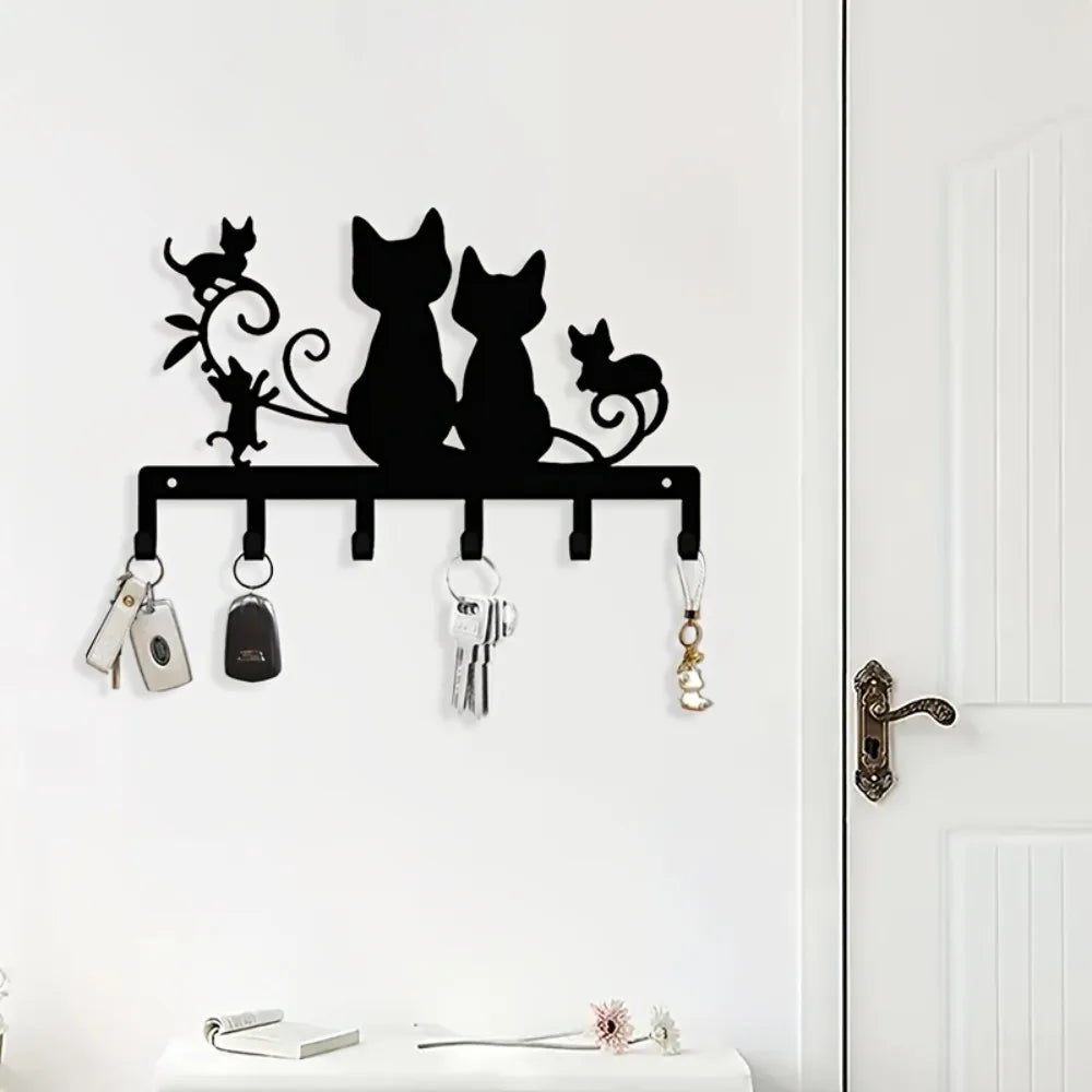 1pc Metal Black Cat Wall Art Aluminum Iron Painting Hanging Ornament Home Decor Kitchen Living Room