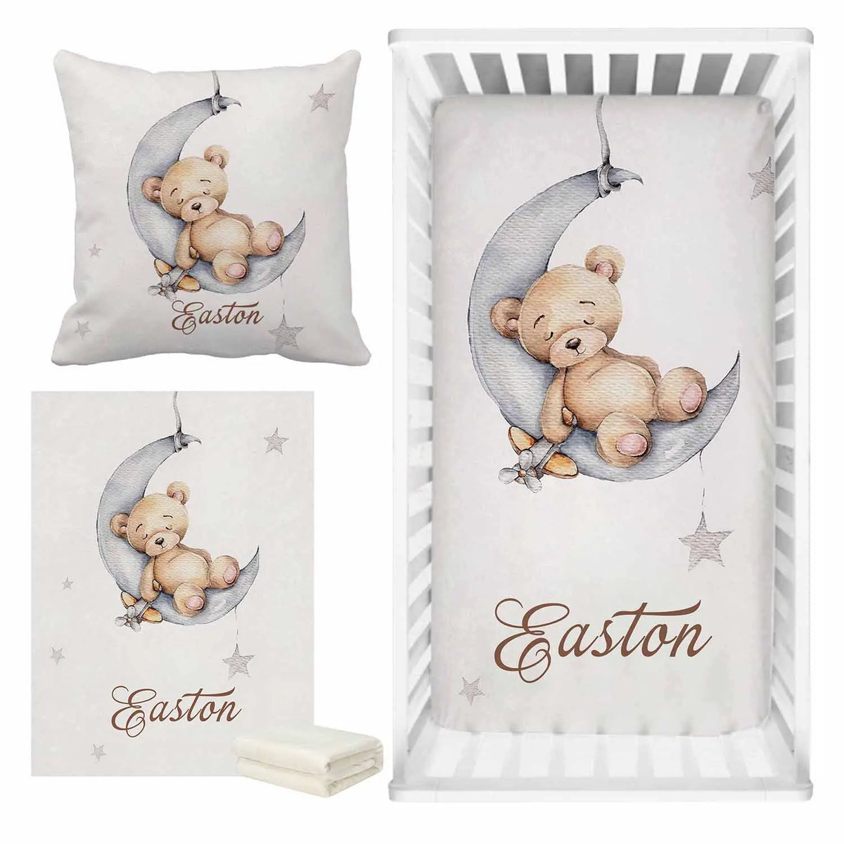 Sleeping Bear Custom Name Crib Bedding product detail
