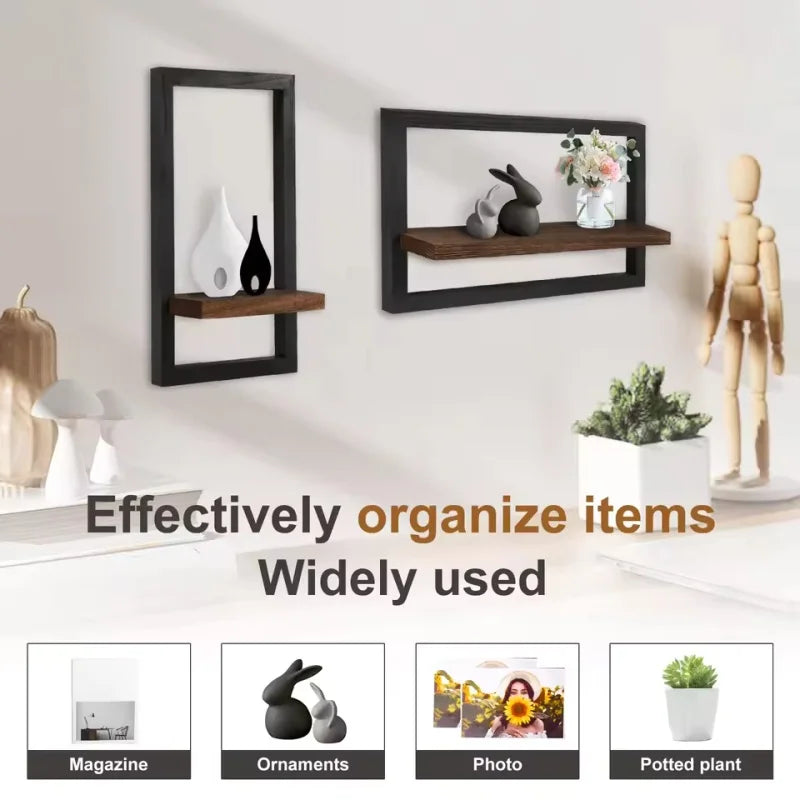 Wood Floating Wall Shelves Hanging Shelf for Wall Storage Rustic Farmhouse Decor for Bedroom Bathroom Living Room Kitchen