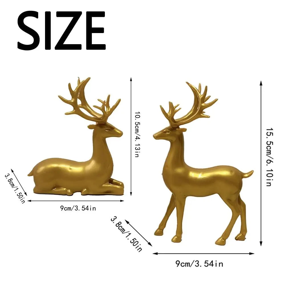 Creative Deer Desktop Ornament Sitting/Standing Position Modern Reindeer Sculpture Cute Durable Christmas Deer Statue