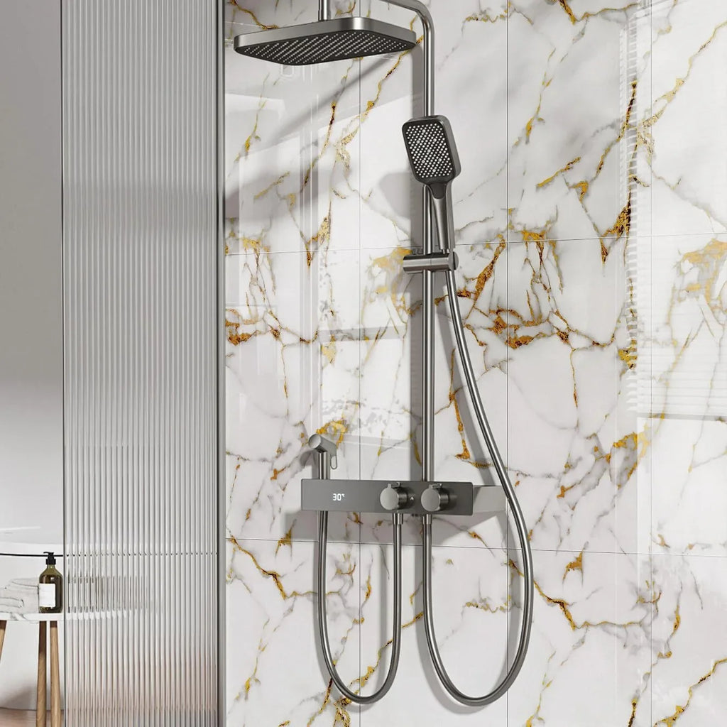 Waterproof Peel and Stick Marble Wall Tiles11.8x11.8 in Self Adhesive PVC Panels for Bathroom Kitchen and Living Room