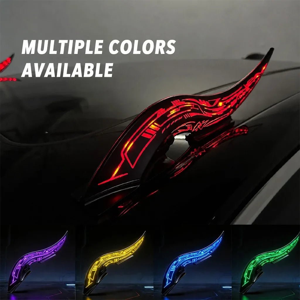 1Set 32 LED Light Modes Dragon Horn Car Roof Fins, Touch Dimmable Waterproof Auto Decoration, Universal Car Exterior Accessory