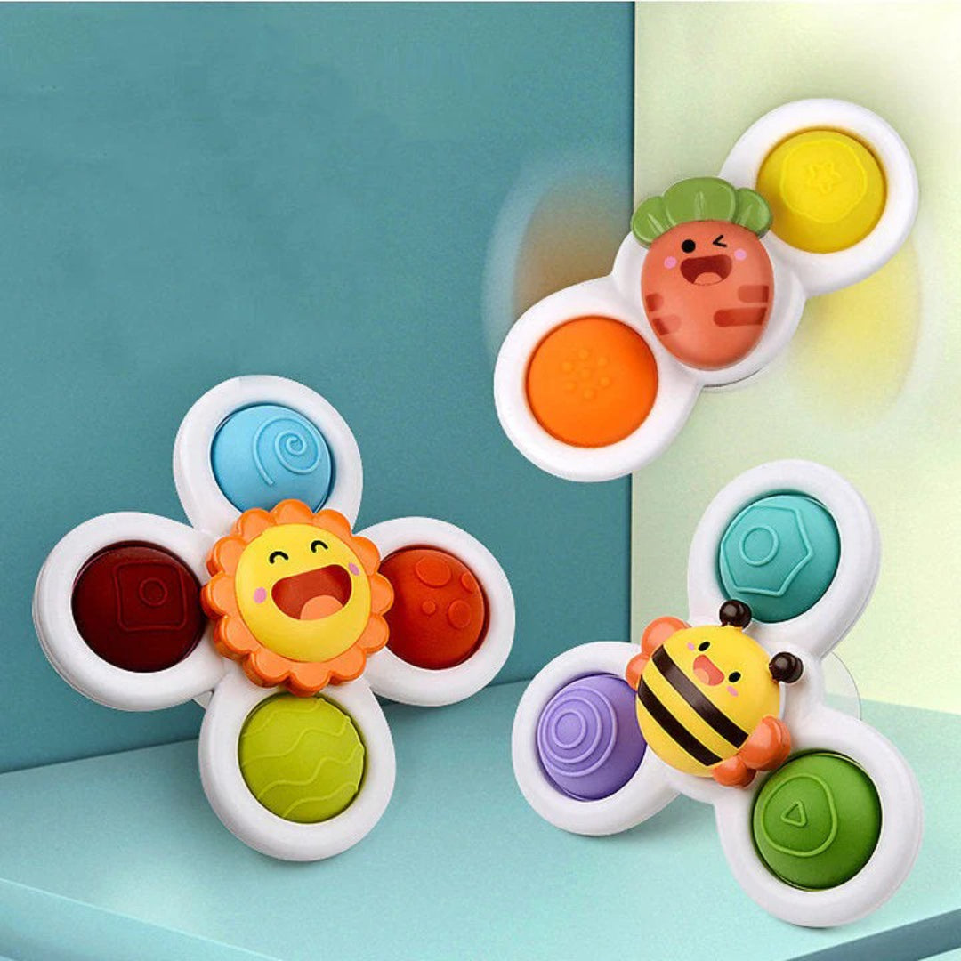3-Piece Suction Cup Spinner Toy Set